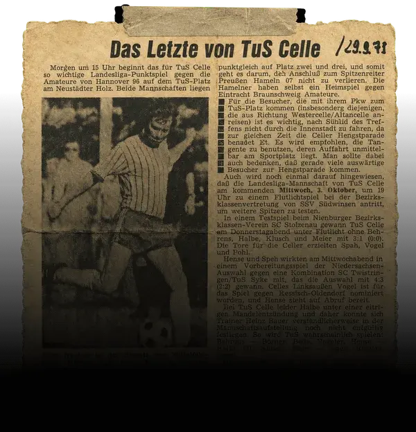 Zeitungsausschnitt: „Das Letzte von TuS Celle“