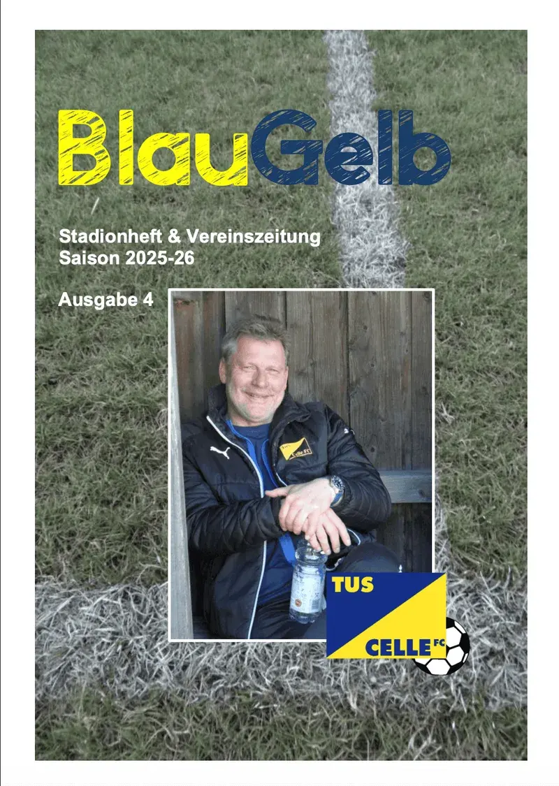 Titelseite des Stadionhefts „BlauGelb“ Saison 2025/26